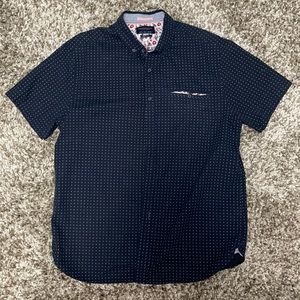 Denim & Flower Men’s Size L Navy short sleeve button up shirt with pocket